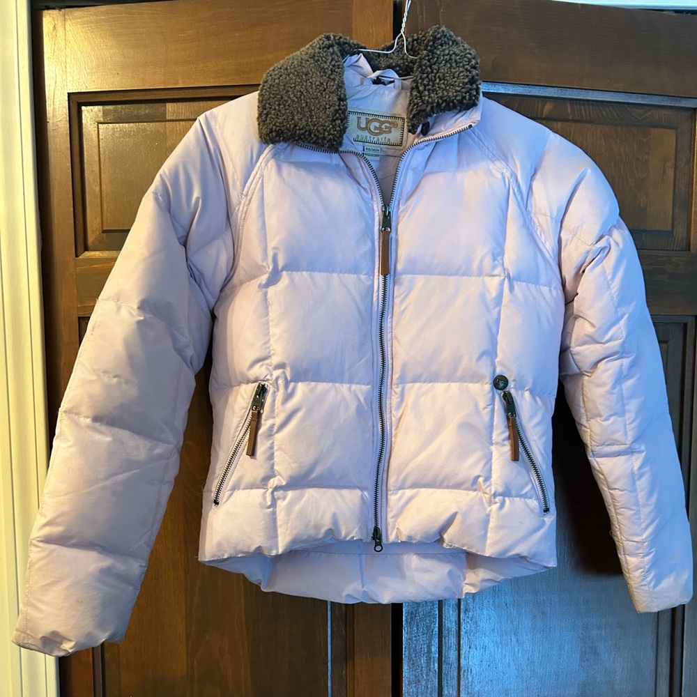 Ugg light pink puffy coat, size x/s